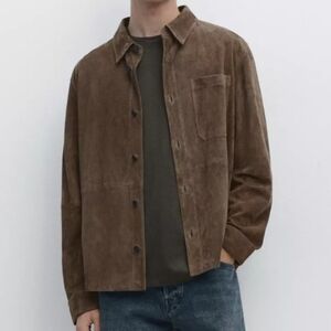 Massimo Dutti Suede Leather Overshirt Sz M